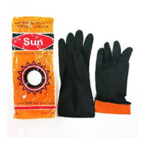 Sun Industrial Hand Glove Rubber Made Black Industrial Safety Gloves 1 Pair