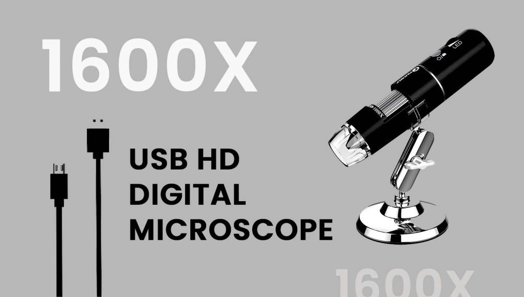 USB Digital Microscope 1600X Zoom with LED Light and Stand Lab Asia Science and Technology
