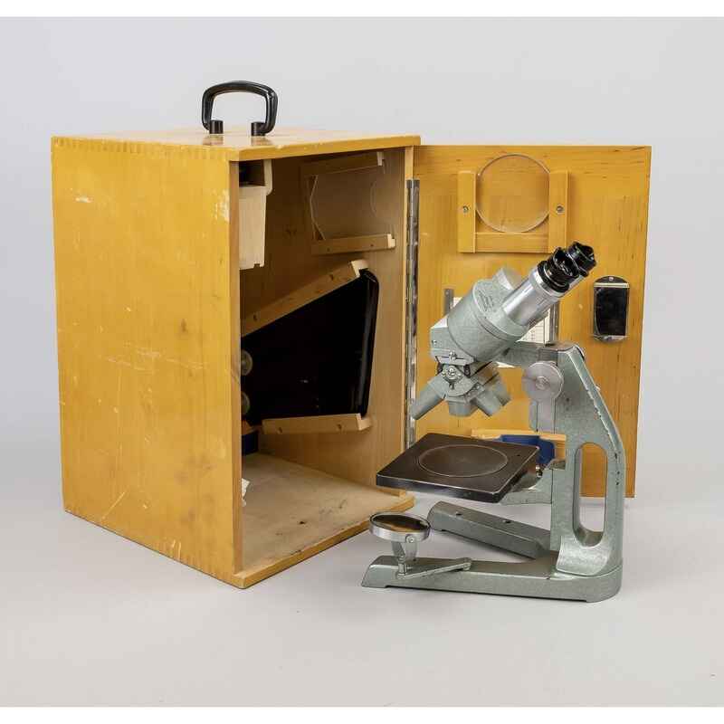 Microscope with wooden box